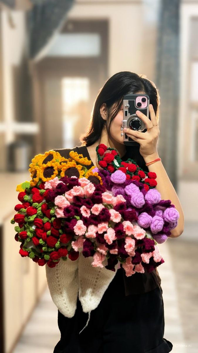 Khushi with crochet bouquet